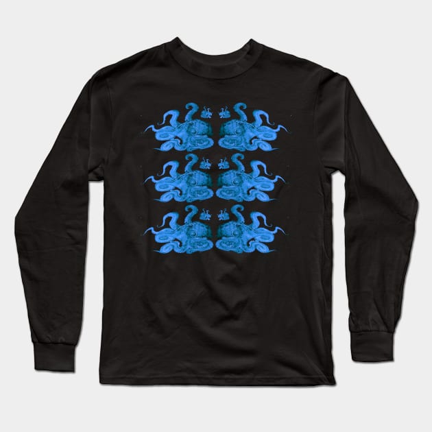 Lurking Blue Octopus Long Sleeve T-Shirt by JJacobs